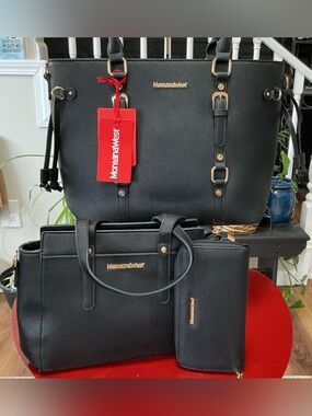 Montana West Black Tote, Satchel and Wristlet Set 3PC Set NWT